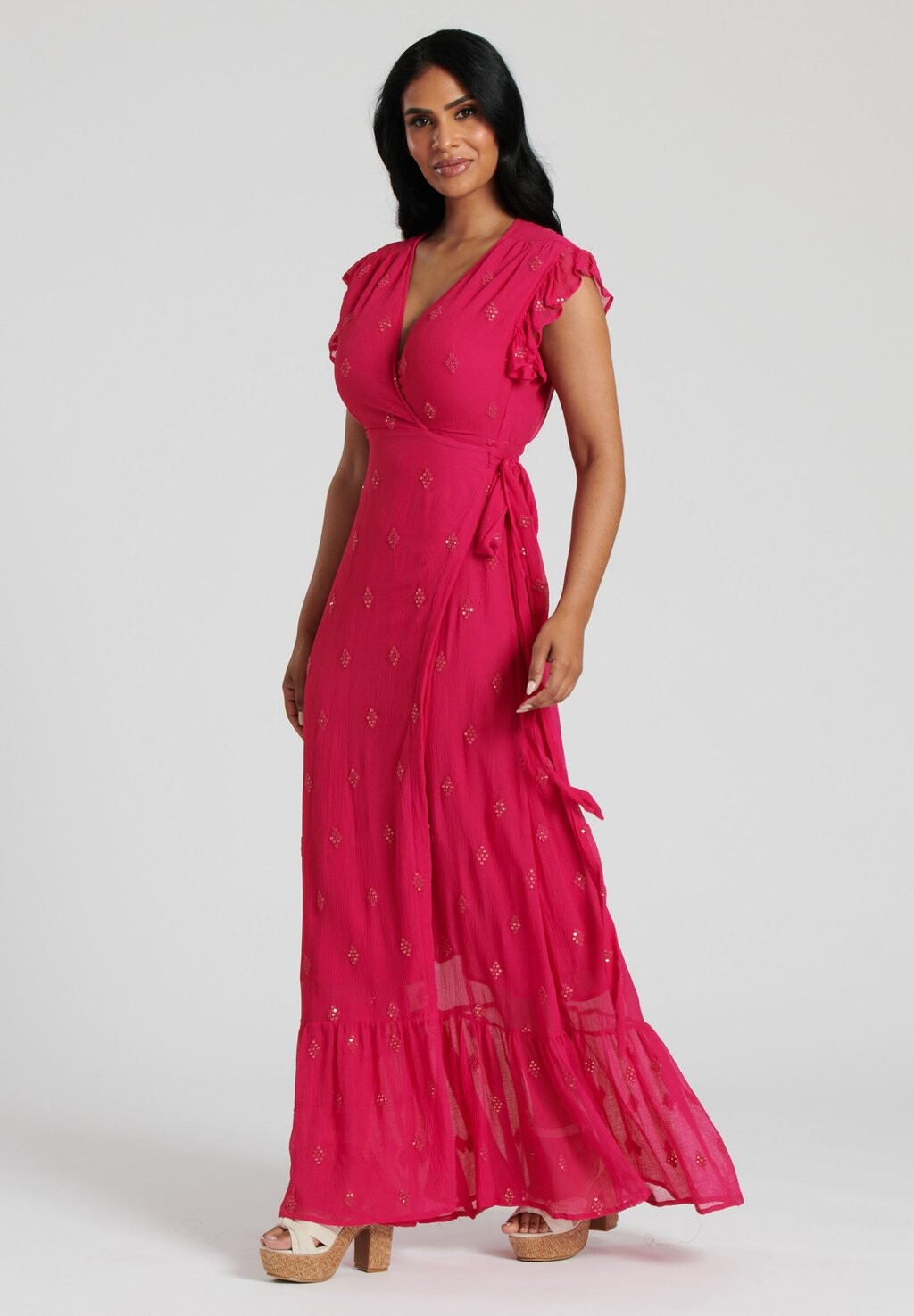 

Вечернее платье SUMMER SEQUIN DETAIL WRAP South Beach, фуксия