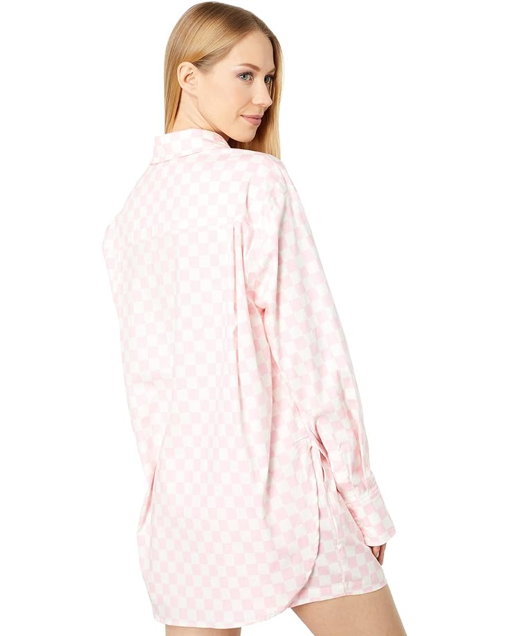 шорты wayf neko drawstring shorts цвет pink checker Рубашка WAYF Long Sleeve Button-Up Shirt, цвет Pink Checker