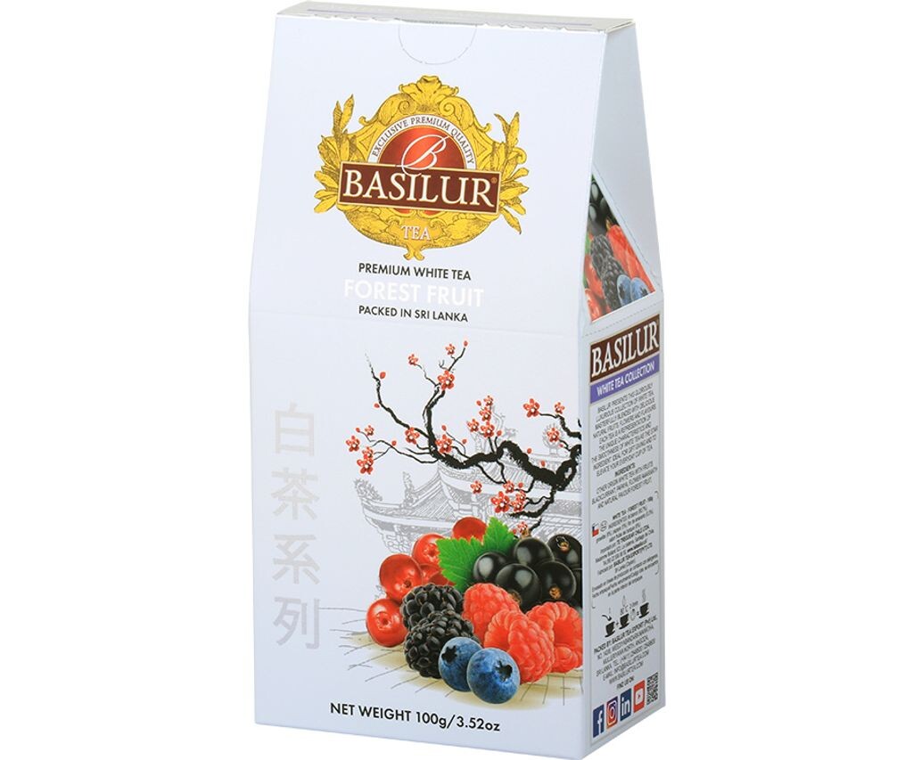 

Белый чай BASILUR из нежнейших листьев с добавлением черной смородины, папайи и гибискуса 100г
