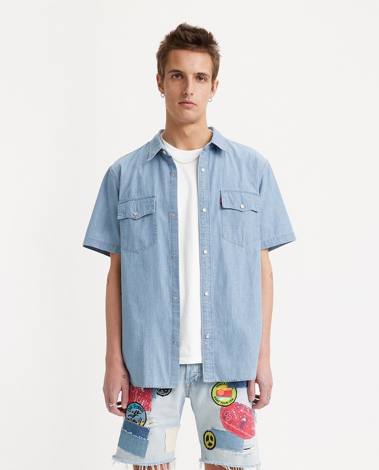 

Мужская джинсовая рубашка с короткими рукавами Levi's, синий