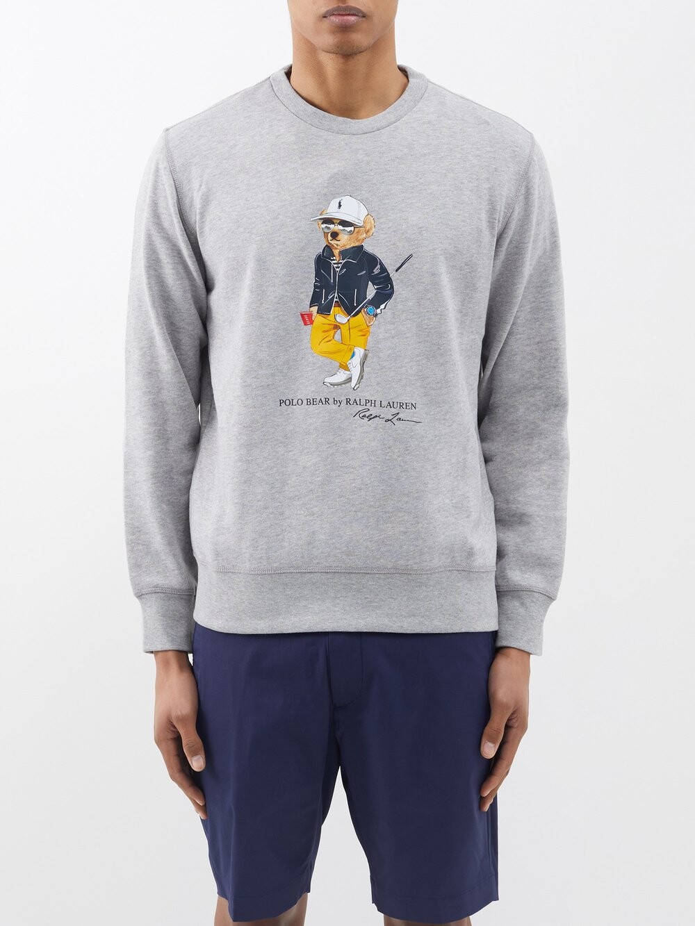 

Толстовка из смесового хлопка с медвежьим принтом Polo Ralph Lauren, серый