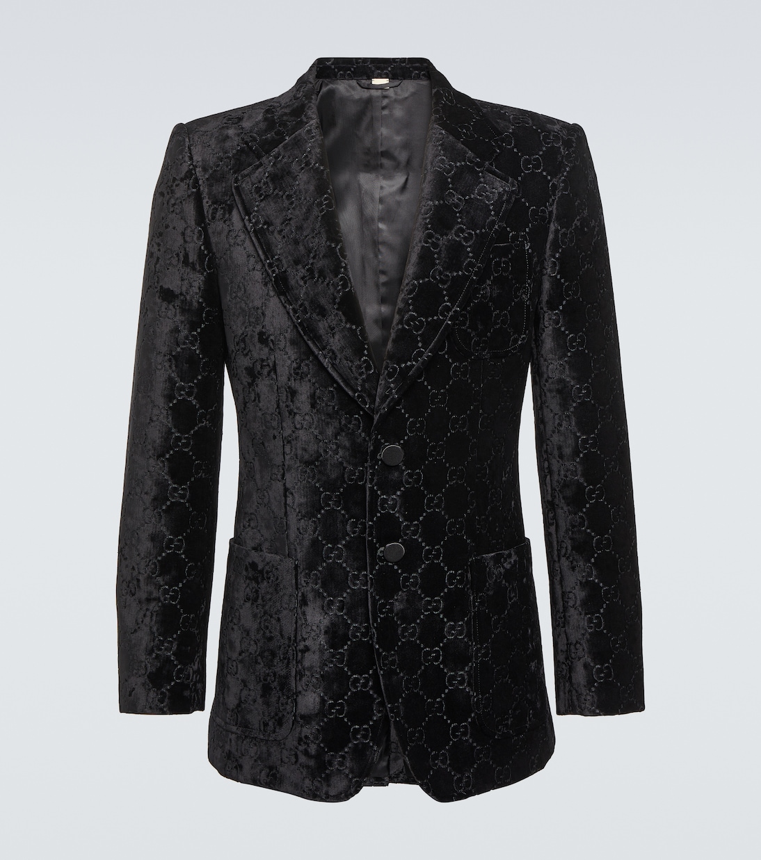 Однобортный пиджак с узором gg Gucci, черный