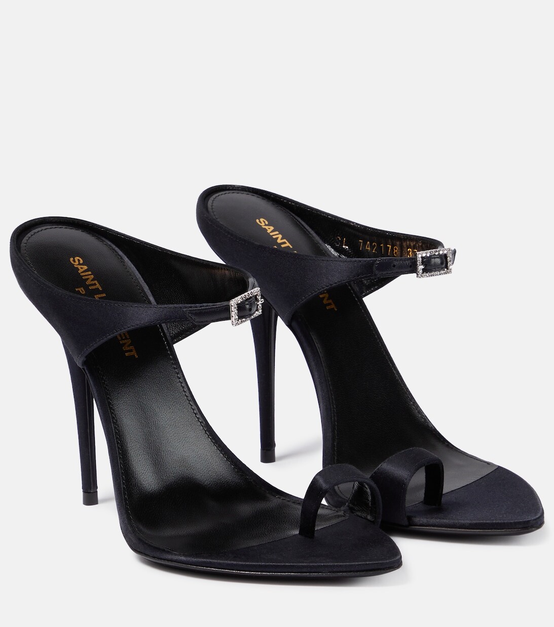 

Декорированные атласные мюли Dive 110 Saint Laurent, синий
