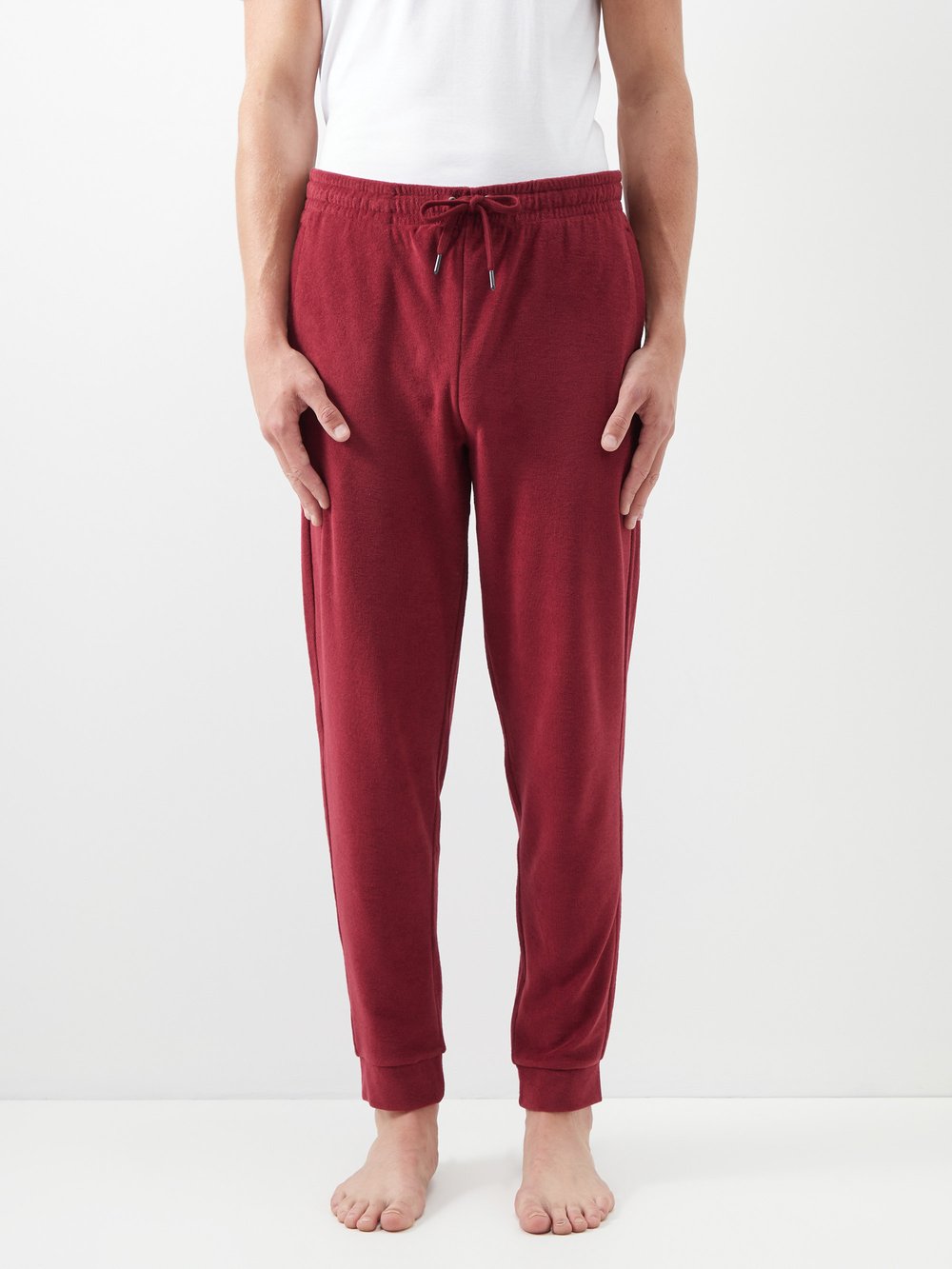 Пижамные брюки isaac из хлопковой махры Derek Rose, красный