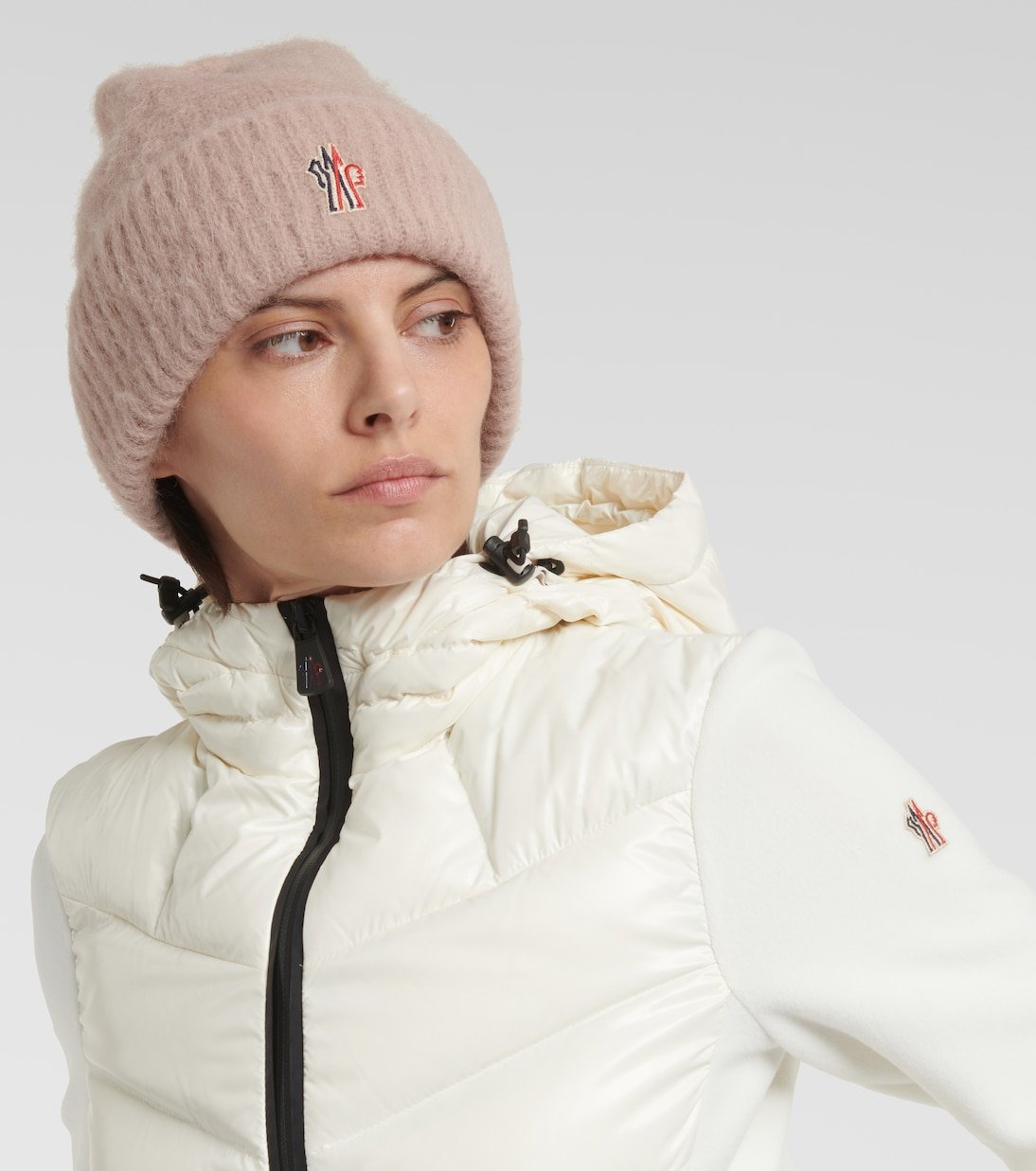 Шапка из альпаки и смесовой шерсти Moncler Grenoble, бежевый moncler массивный кардиган бойфренд бежевый