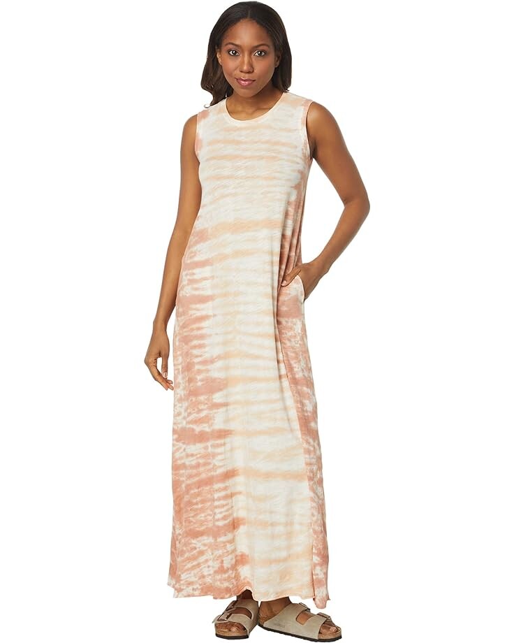 

Платье Mod-o-doc Tie-Dye Slub Jersey Tank Swing Maxi, тауп