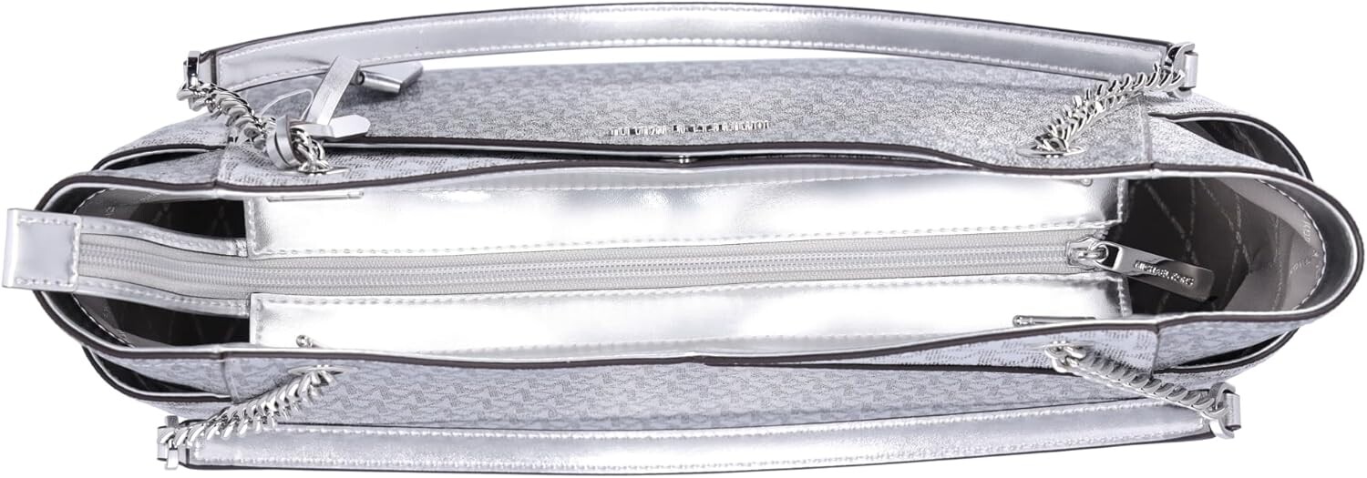 

Michael Kors Jet Set Travel Большая сумка через плечо с цепочкой и металлической подписью MK Bag (серебристый)