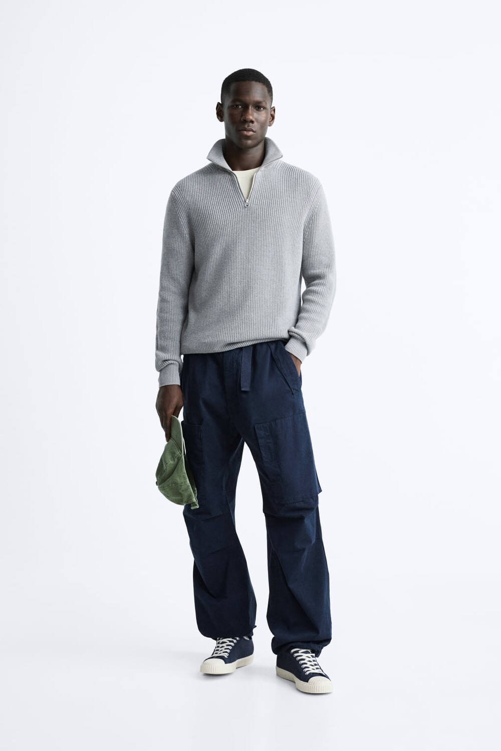 

Свитер изнаночной вязки ZARA, серый