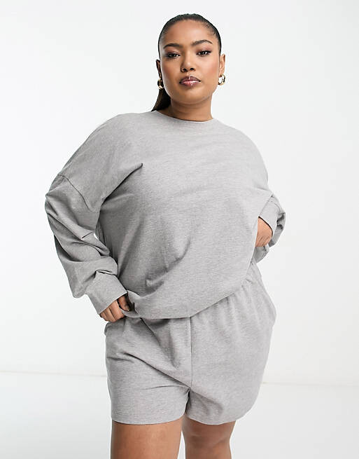 

Серый меланжевый летний свитшот свободного кроя ASOS DESIGN Curve
