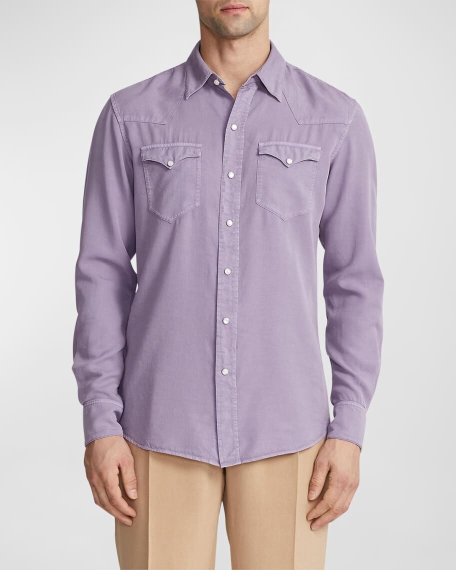 

Мужская рубашка Aspen Western, окрашенная в готовом виде Ralph Lauren Purple Label