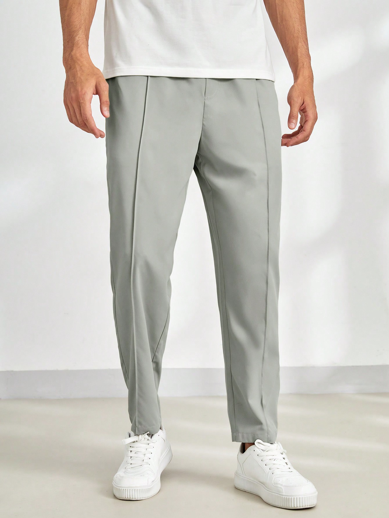Мужские однотонные повседневные зауженные брюки Manfinity Homme с эластичной резинкой на талии, абрикос цена и фото