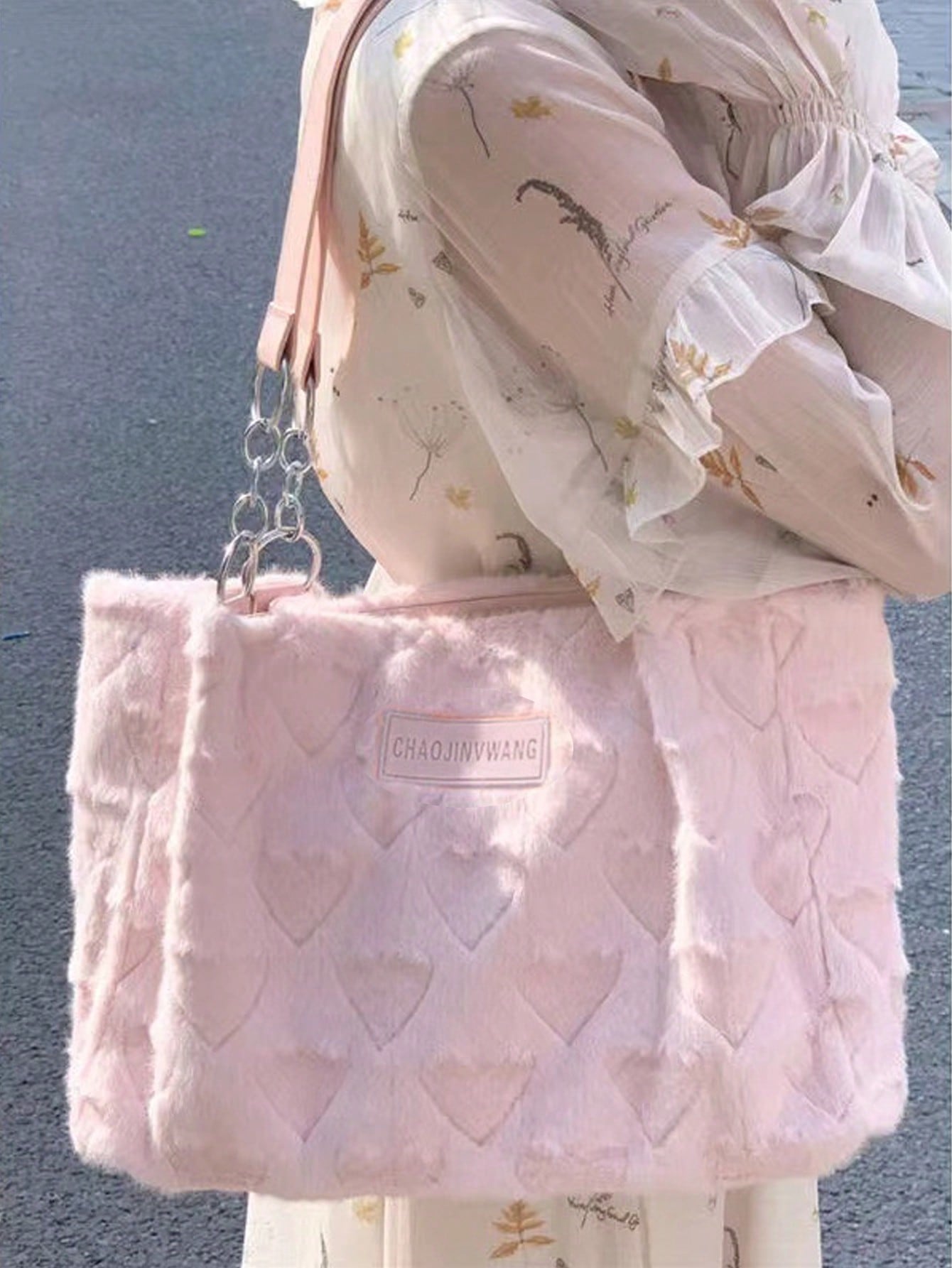 1 шт. розовая плюшевая сумка большой емкости, розовый японская милая плюшевая сумка мессенджер в виде кошки мягкая пушистая сумка через плечо в стиле сладкой лолиты для девочек мягкая милая су
