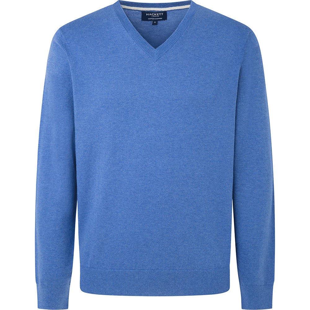 Свитер Hackett Cotton Cashmere V Neck, синий свитер hackett cotton cashmere half zip синий