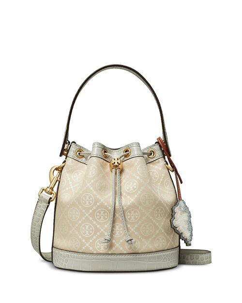 

Жаккардовая сумка-мешок с монограммой Cloud Tory Burch, цвет Tan/Beige