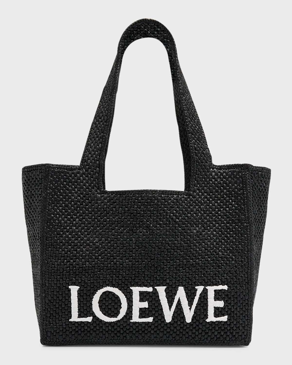 

Сумка-тоут среднего размера с логотипом из рафии Loewe, цвет Black