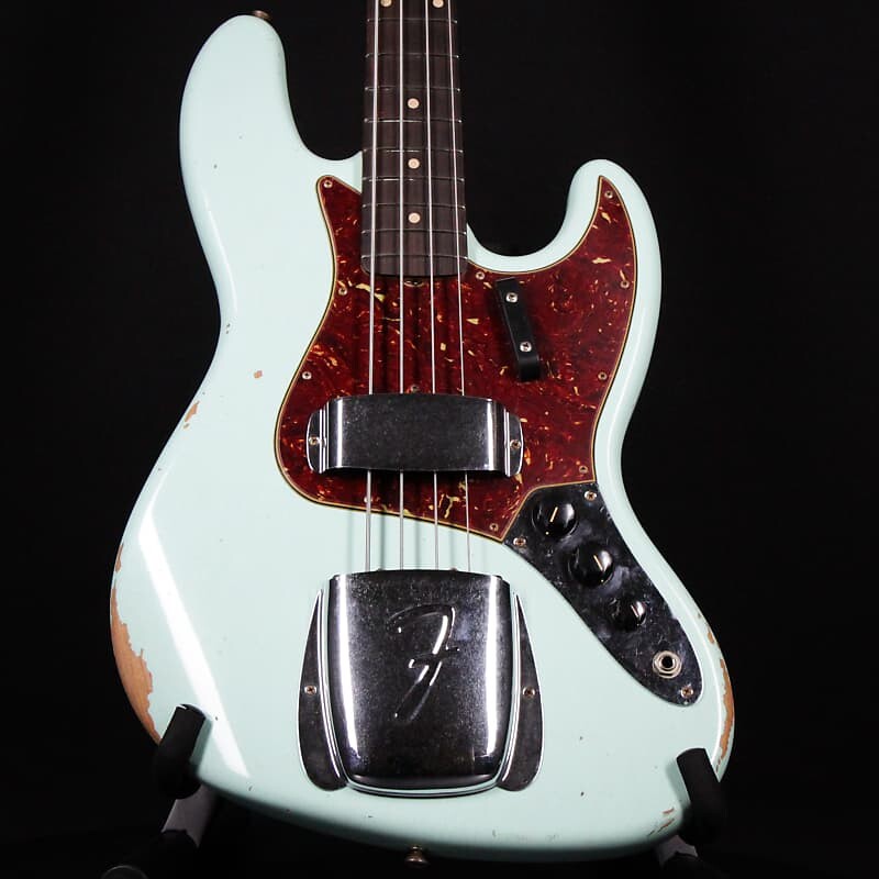 Басс гитара Fender Custom Shop 1964 Jazz Bass Relic Surf Green 2023 custom shop electric bass guitar handmade 5 stings bass guitarra tiger flame top high quality pickups real photos