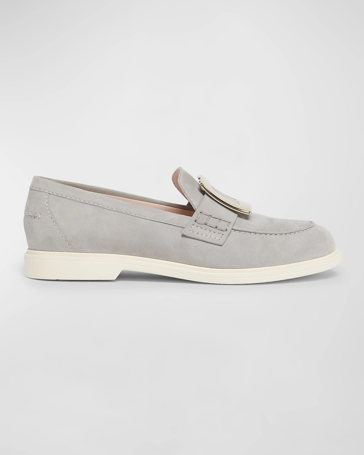 

Замшевые лоферы с пряжкой Viv Rangers Roger Vivier, цвет Grigio Chiaro