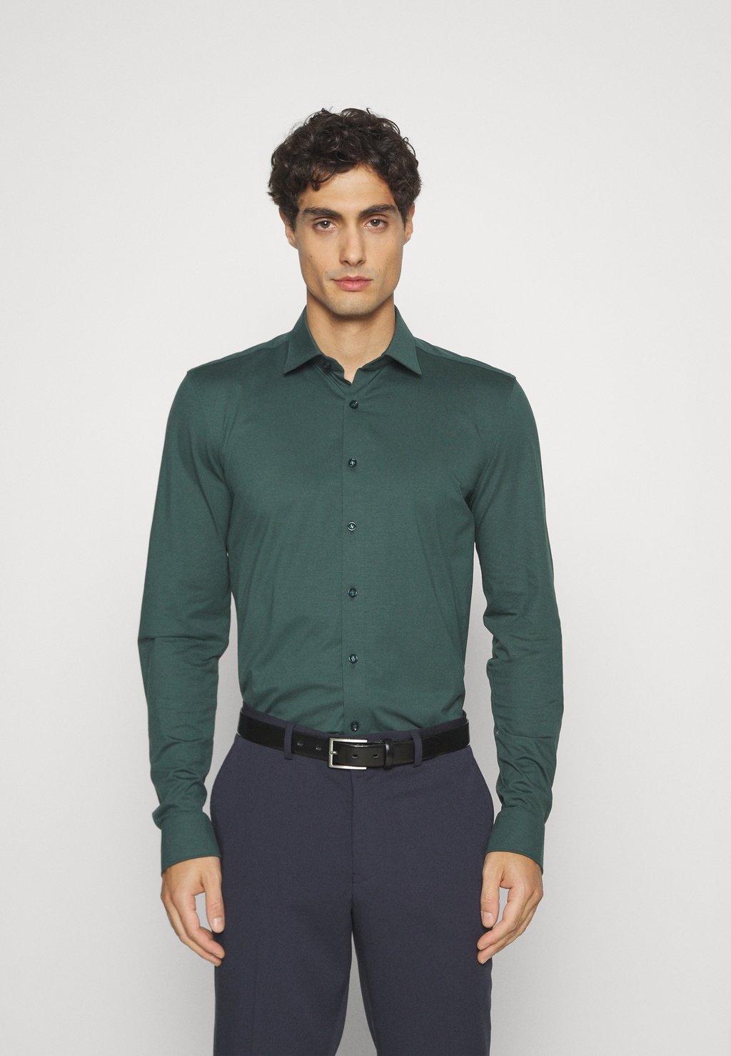 Деловая рубашка OLYMP No. Six, темно-зеленый деловая рубашка olymp no six темно синий