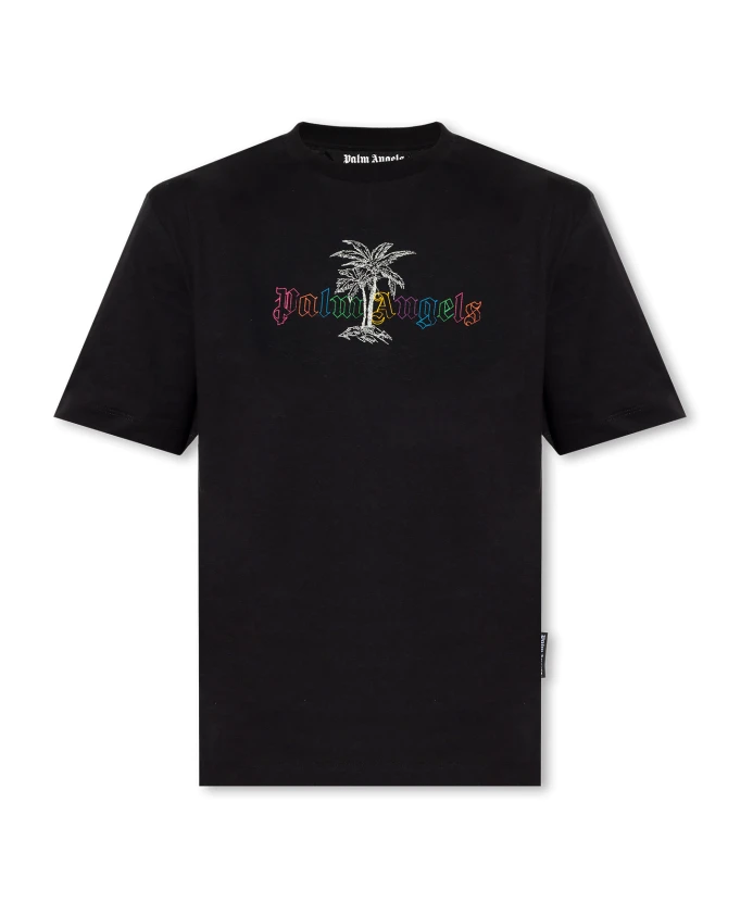 

Футболка с вышитым логотипом Palm Angels, черный