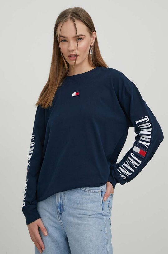 

Футболка с длинными рукавами, хлопок Tommy Jeans, темно-синий