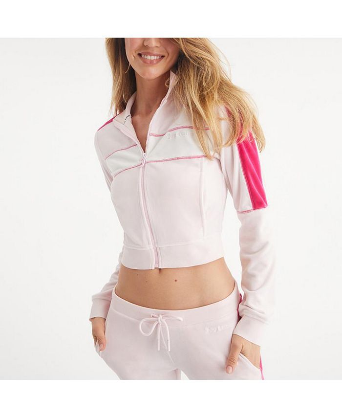 Женская спортивная куртка с цветными блоками в стиле мото Juicy Couture, розовый