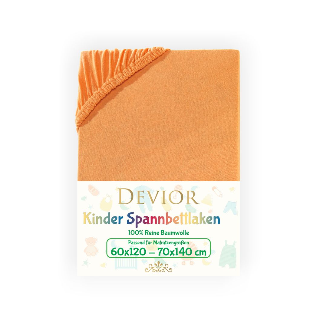 

Детская простыня Devior Jersey 60х120 - 70х140 см оранжевая простыня 100% хлопок высота матраса до 12см резинка