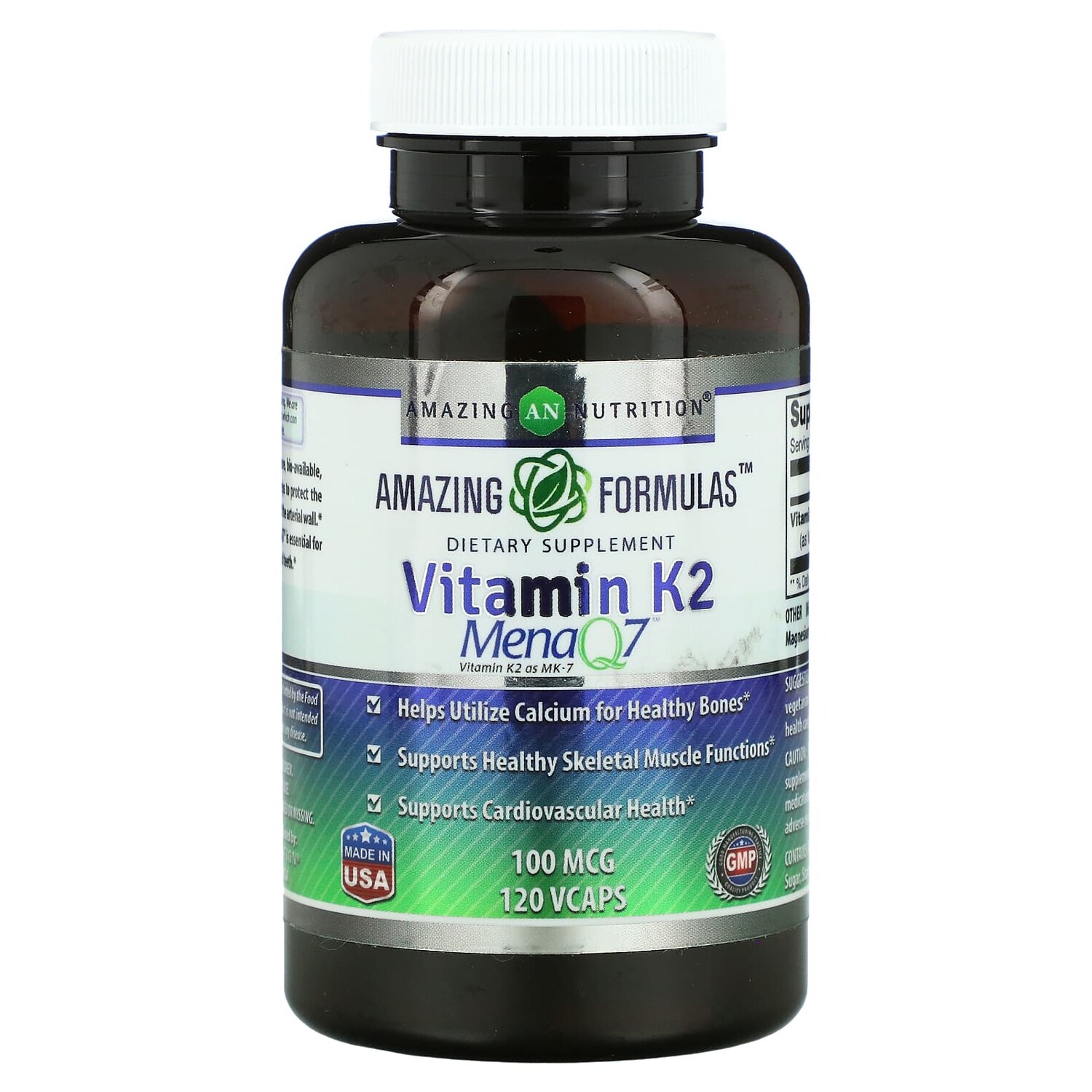 

Витамин K2, 100 мкг, 120 капсул, Amazing Nutrition