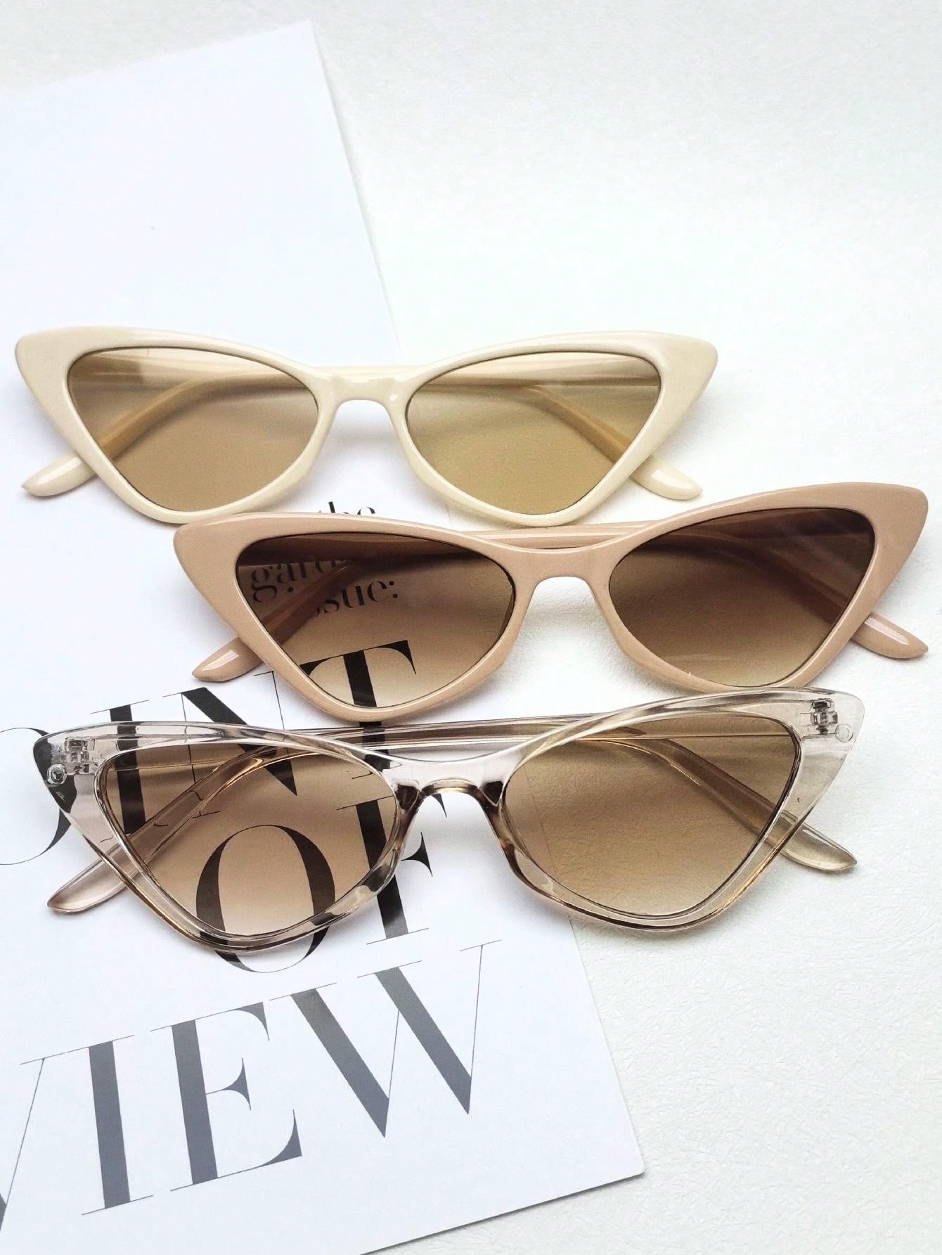 3 шт./компл. женские коричневые солнцезащитные очки «кошачий глаз»