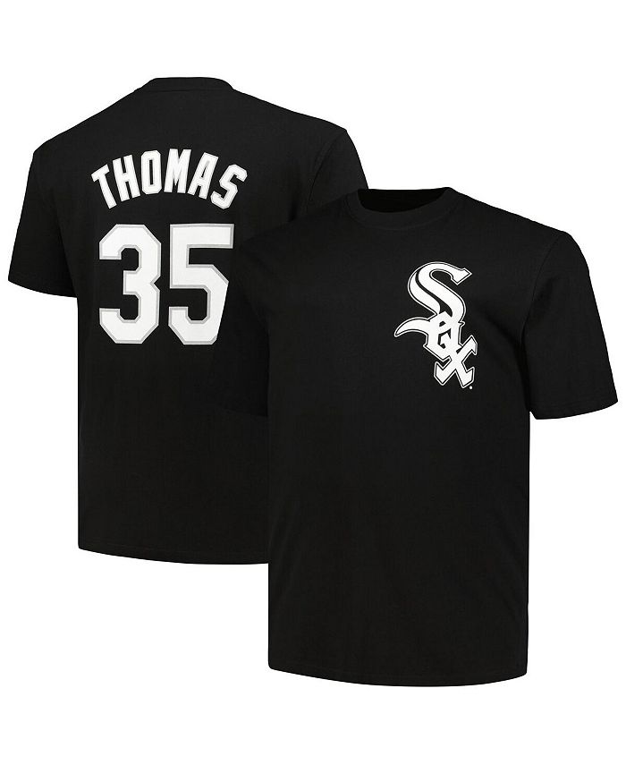 

Мужская футболка Frank Thomas Black Chicago White Sox Big and Tall Cooperstown Collection с именем и номером игрока Profile, черный