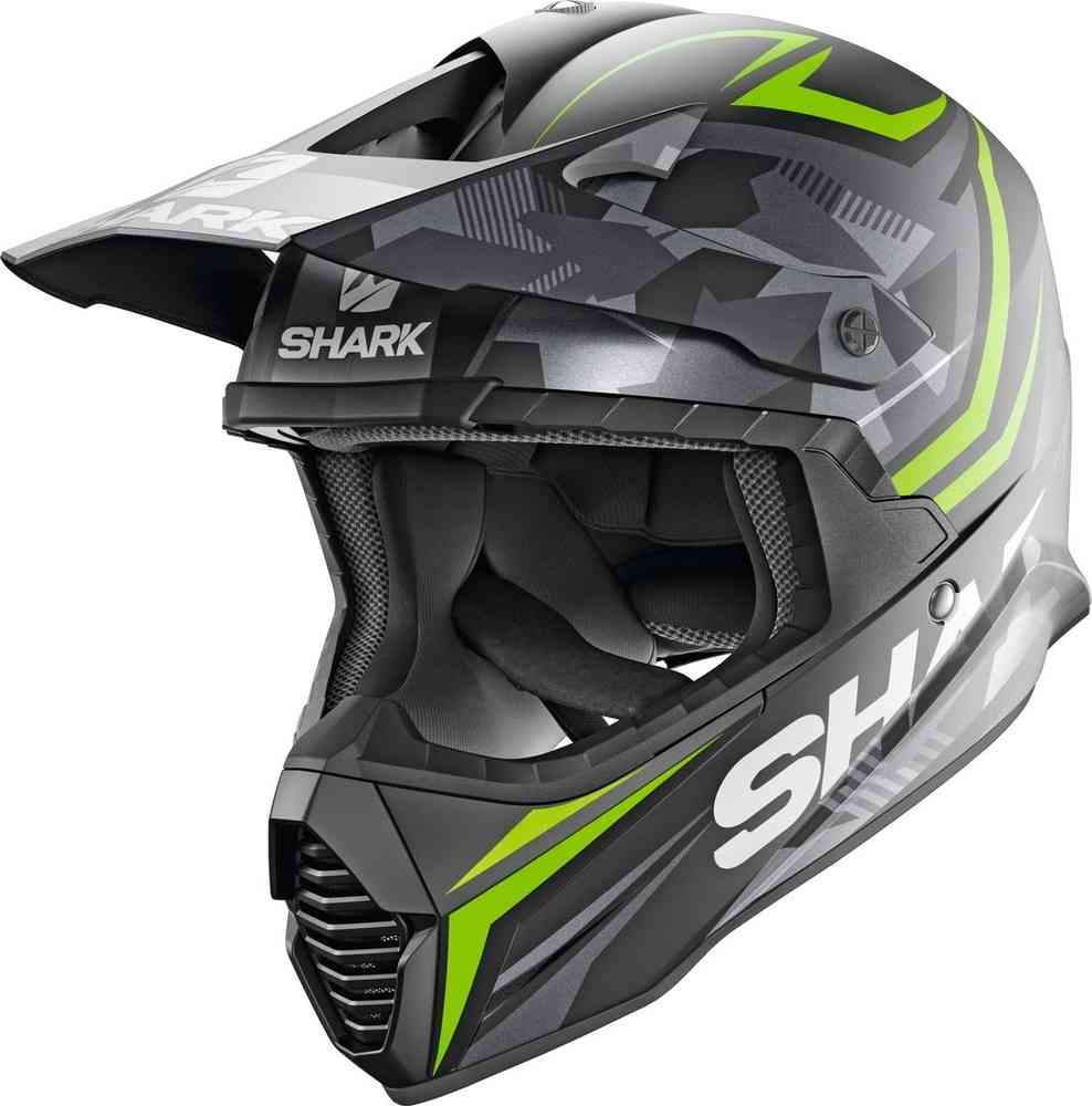 Реплика шлема для мотокросса Varial Tixier Mat Shark, черный/зеленый