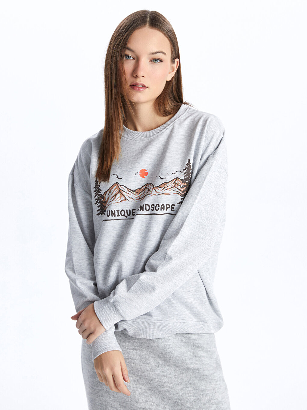 

Женская толстовка с круглым вырезом CALİMERA MODA, серый меланж