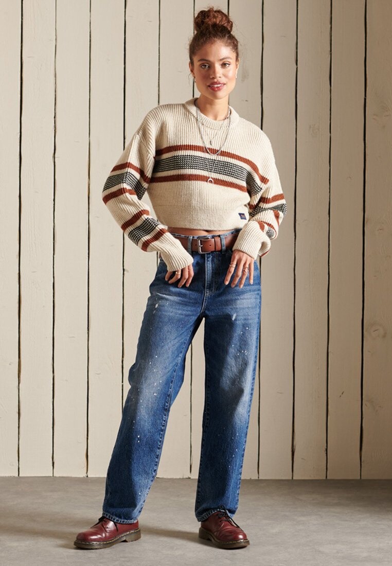 

Свитшот Superdry CROPPED CLASSIC CREW, цвет ecru stripe