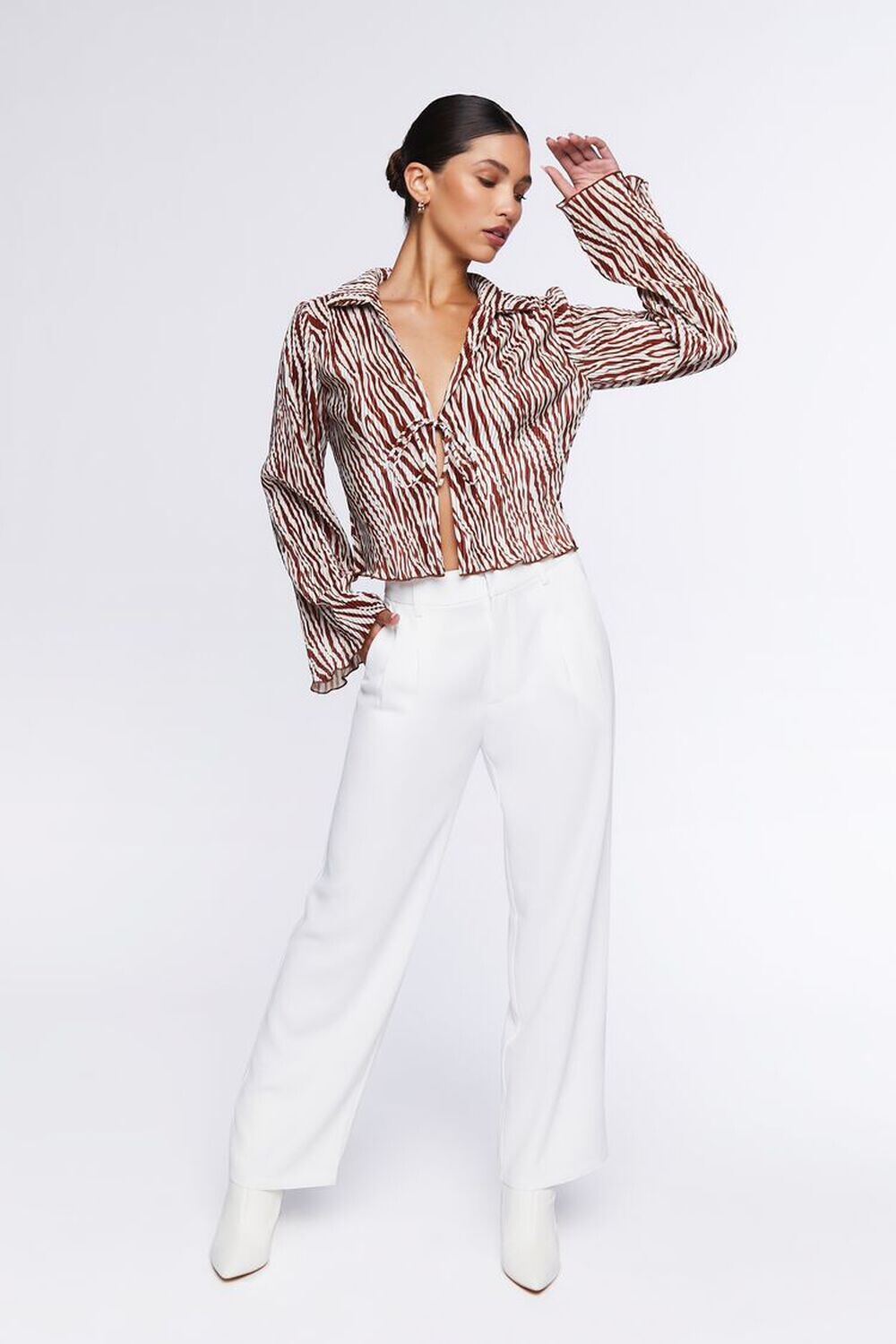 

Укороченные широкие брюки Forever 21, слоновая кость, Бежевый