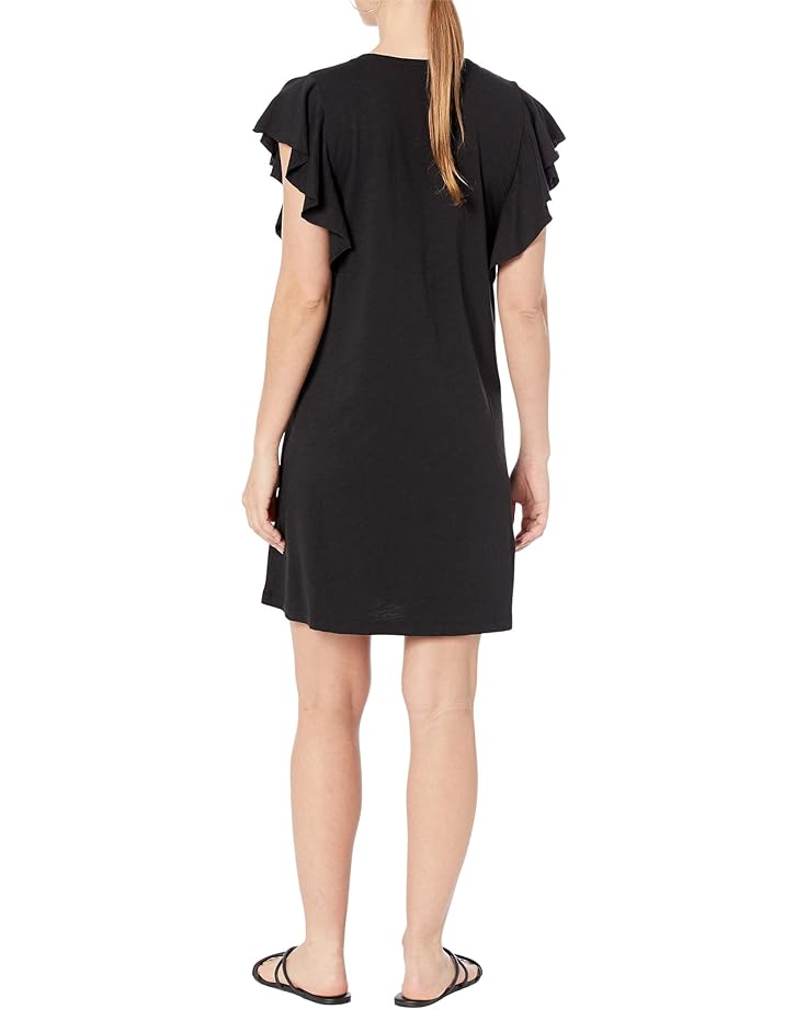 Платье Lilla P Flutter Sleeve V-Neck Dress, черный цена и фото