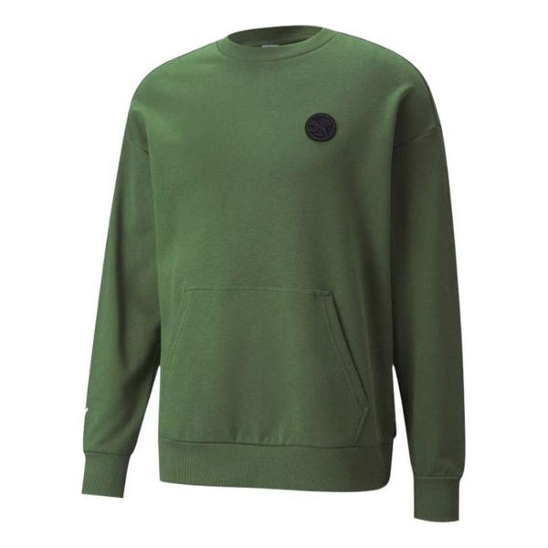 Толстовка PUMA Solid Color Logo Round Neck Pullover Long Sleeves Unisex Green, зеленый