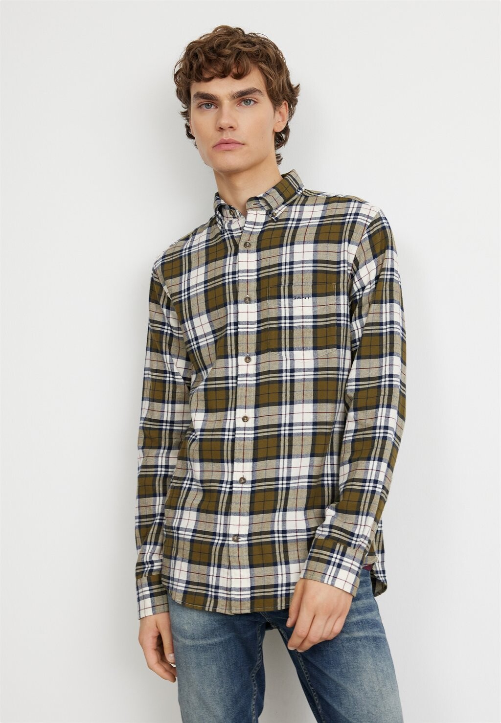 

Рубашка CHECK SHIRT GANT, темный кактус