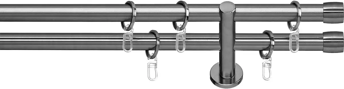 

Карниз indeko "Linz", 2 направляющие, желаемая длина, полный комплект, включая кольца и крепежный материал 290 см, цвет edelstahlfarben