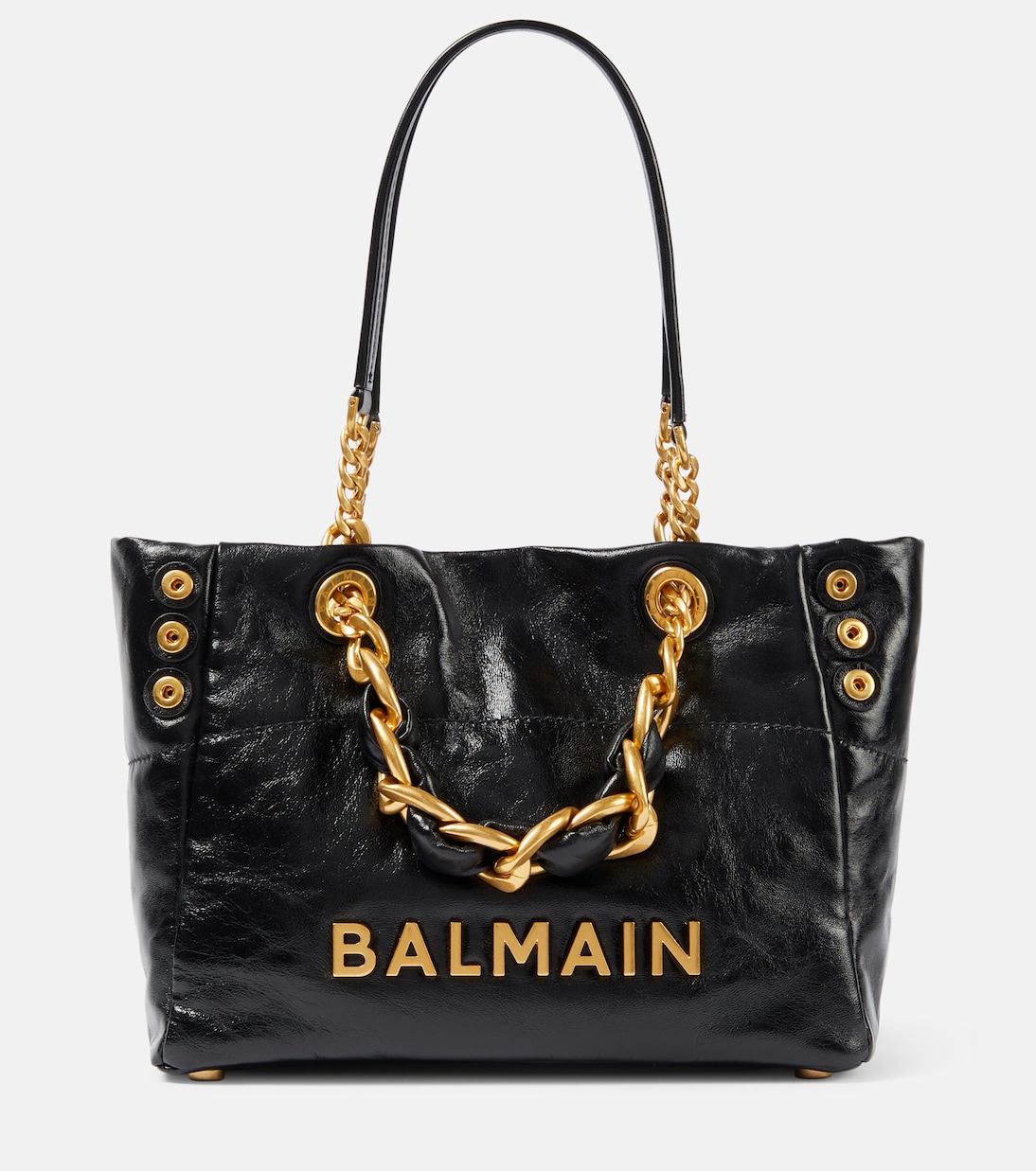 Маленькая кожаная сумка-тоут 1945 soft cabas Balmain, черный