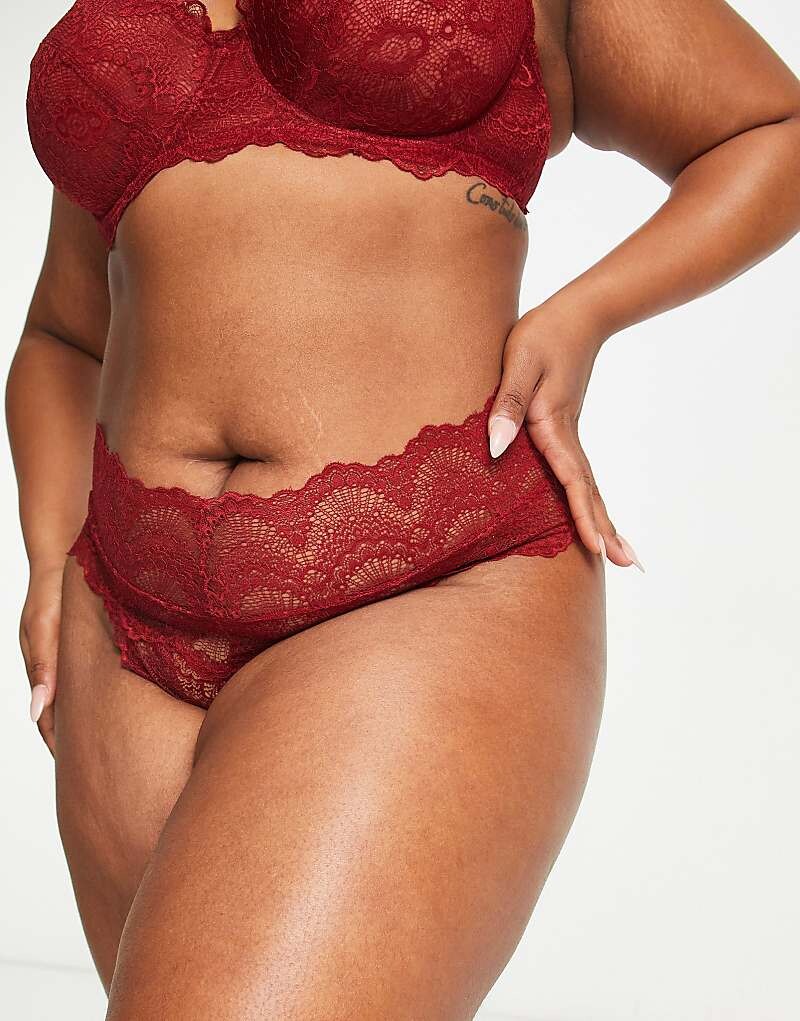 

ASOS DESIGN Curve – Rosie – бордовые стринги с широким поясом