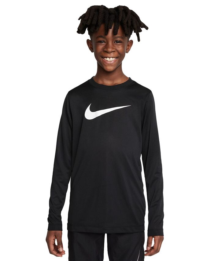 

Тренировочная футболка с длинными рукавами и логотипом Big Kids Dri-FIT Legend Nike, черный