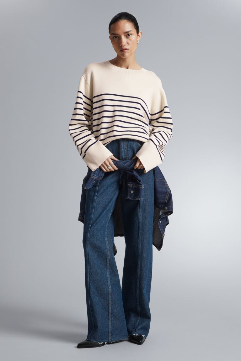 

Свободный свитер с морскими полосками H&M, синий