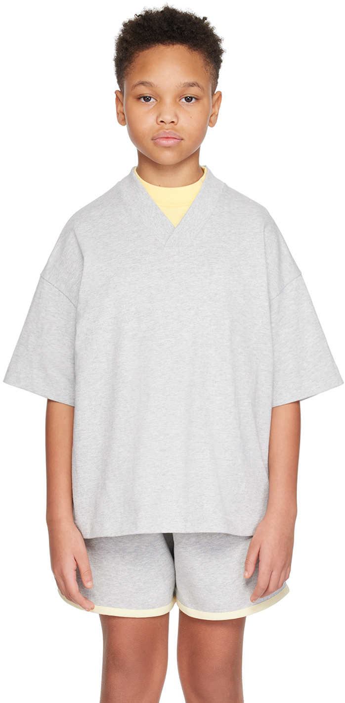 Детская серая футболка с v-образным вырезом Fear Of God Essentials, цвет Light heather gray футболка базовая с v образным вырезом zara светло зеленый