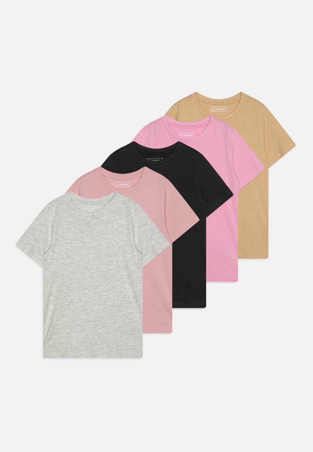 футболка с длинным рукавом 5 pack friboo цвет black red light pink футболка с принтом Unisex 5 Pack Friboo, цвет black/light pink/mottled light grey