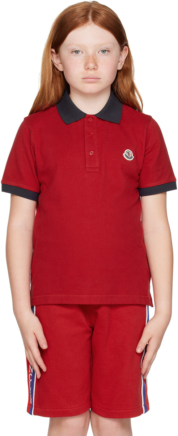 

Moncler Enfant Kids Красная рубашка-поло с планкой, Красный