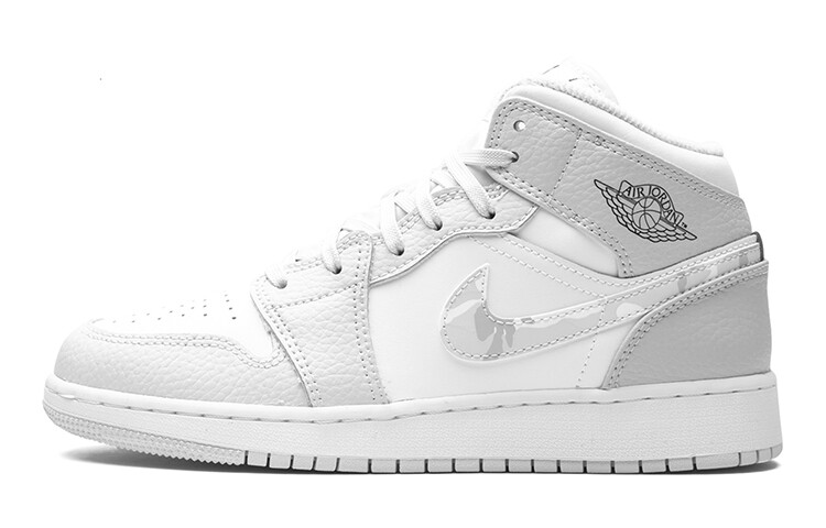 

Air Jordan 1 Mid (GS) Grey Camo Серый/Белый