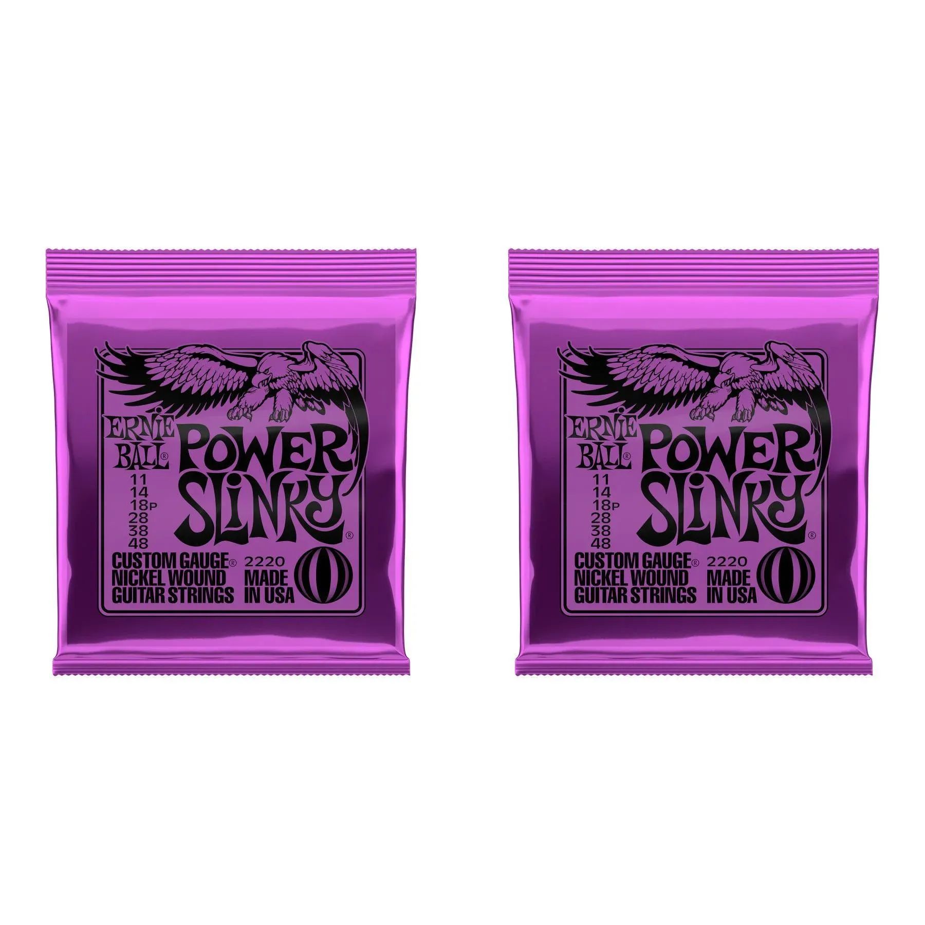 

Струны для электрогитары Ernie Ball 2220 Power Slinky с никелевой обмоткой — .011-.048 (2 шт.)