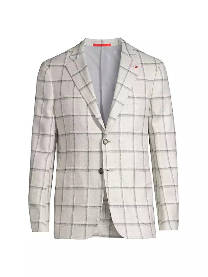 

Спортивная куртка из смесовой шерсти в клетку Isaia, цвет cream