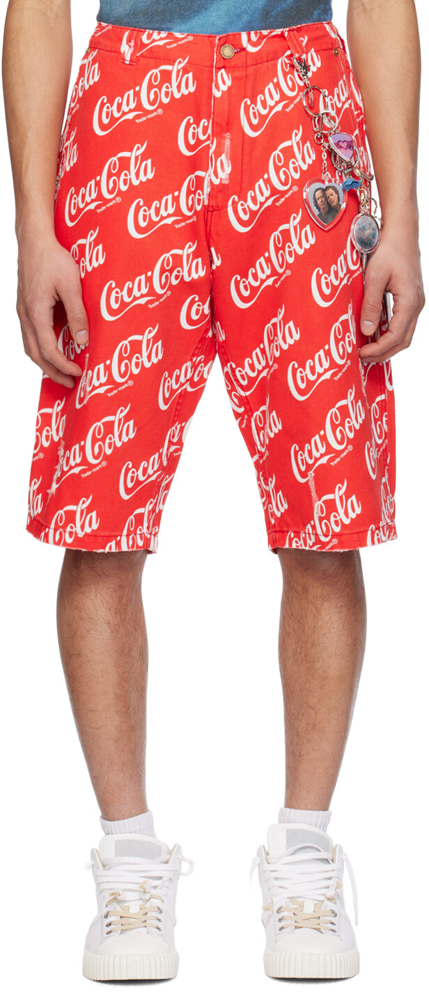 

Красные шорты с принтом Erl, цвет Coca cola