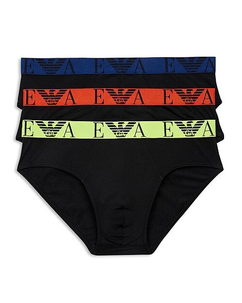 

Трусики Armani из хлопковой смеси с контрастным логотипом на поясе, 3 шт. Emporio Armani, цвет Black