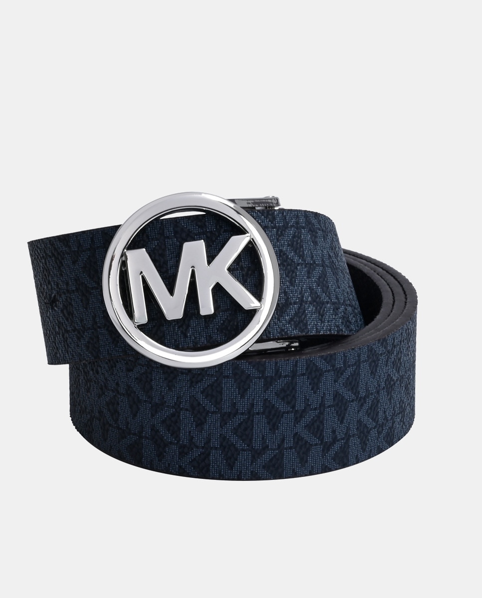 Двусторонний ремень темно-синего цвета с логотипом MK Michael Kors, темно-синий